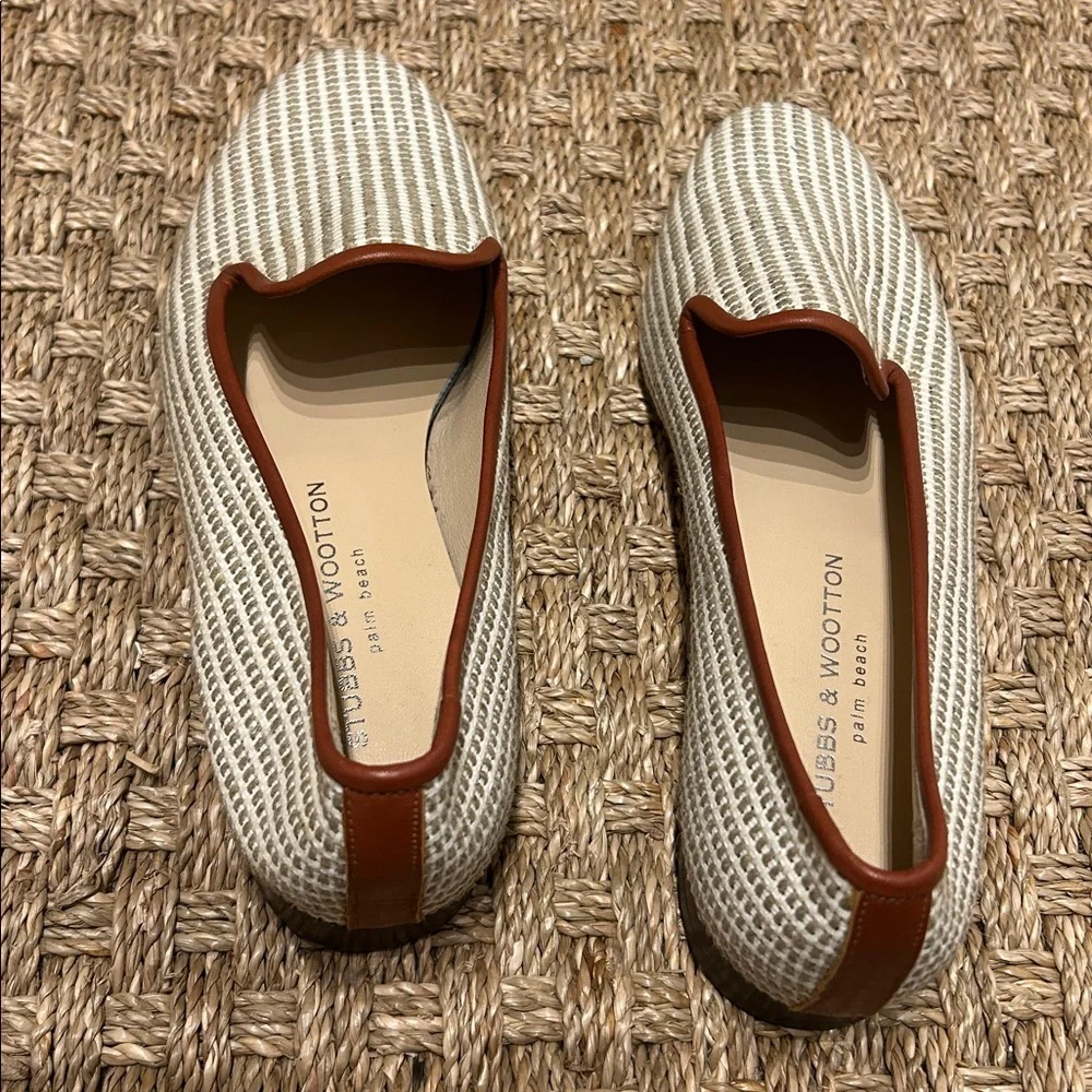 NEW Stubbs & Wootton Woven Cream and Tan flats/loafers - Picture 3 of 9
